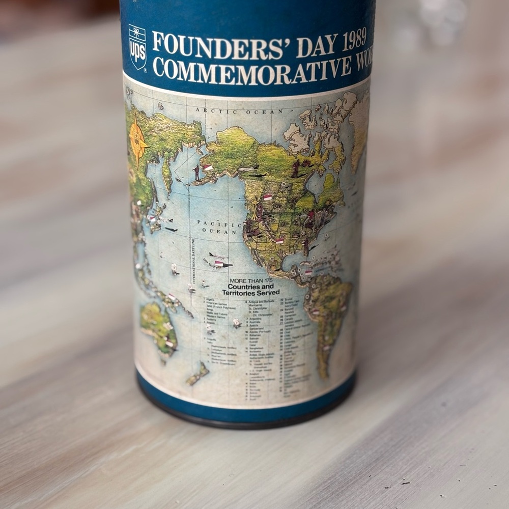 1989 UPS World Map Commemorative Canister Puzzle